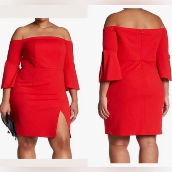ABS off the shoulder red dress - Picture 1 of 6